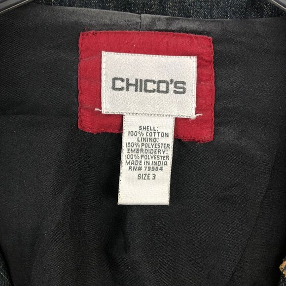 Chico's Embroidered Denim Jacket Size 3 (XL) - Picture 3 of 3